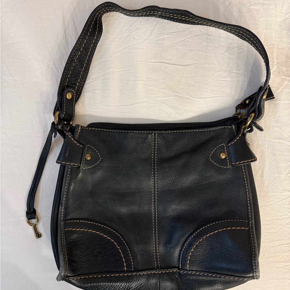 Fossil Black Leather Shoulder Bag
